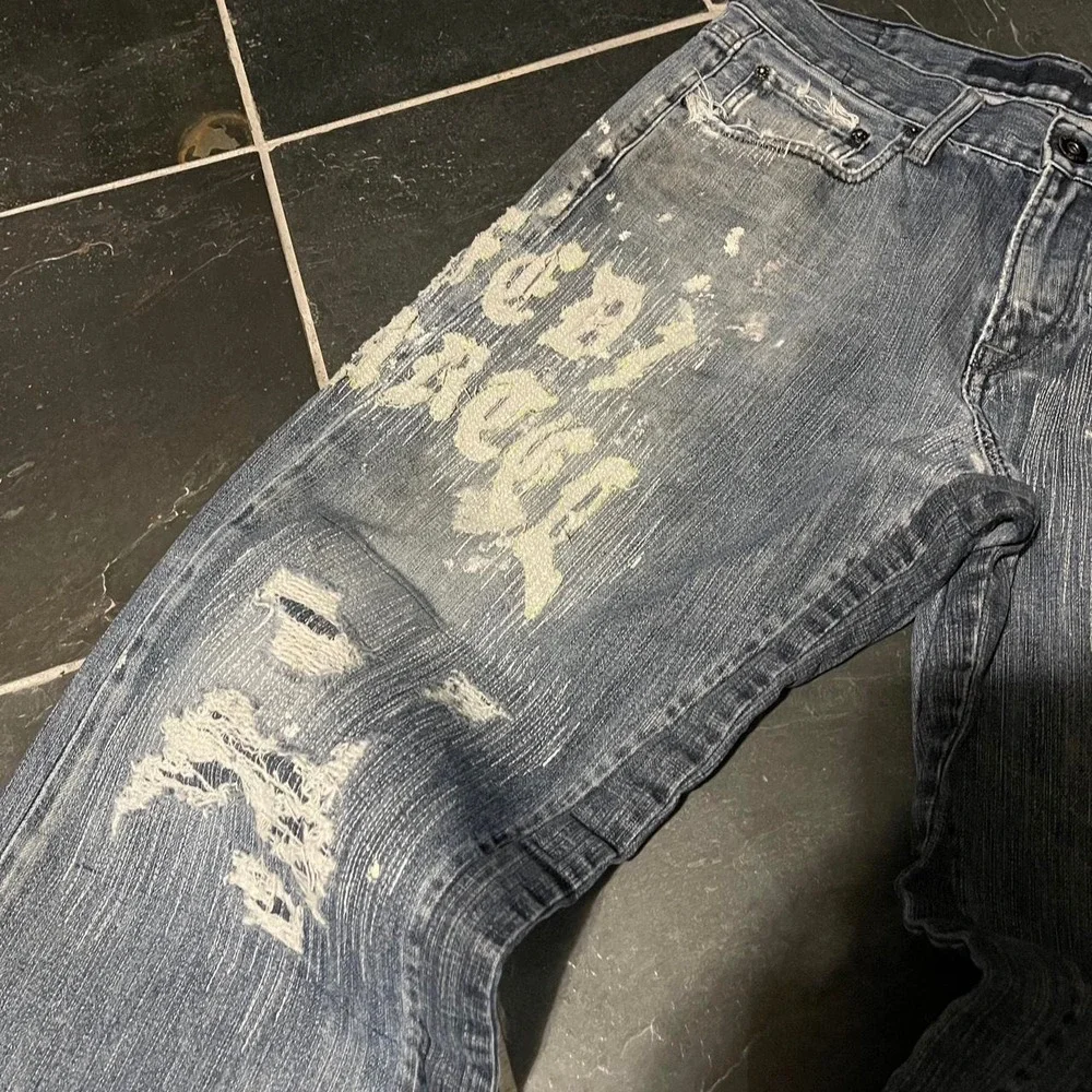 Fedi Cartel Custom 1 of 1 Distressed & Repaired Flared Baggy Jeans - 32/29
